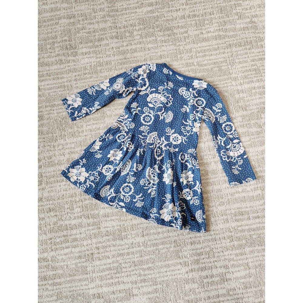 Tea Collection Girls Blue Floral Long Sleeve Dress - Picture 9 of 12